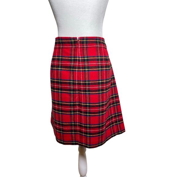 J Crew Women's Tartan A Line Red Plaid Wool Blend Skirt Size 16 - Picture 1 of 2